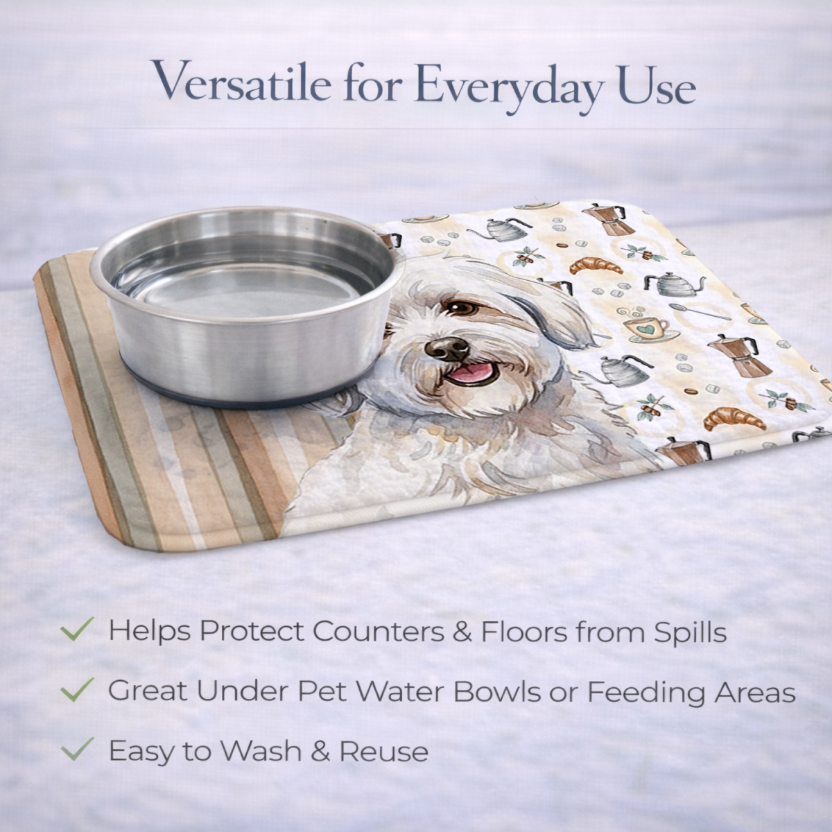 Picture of Carolines Treasures WDK7389DDM 21 x 14 in. Coton De Tulear Coffee Bar Dish Drying Mat