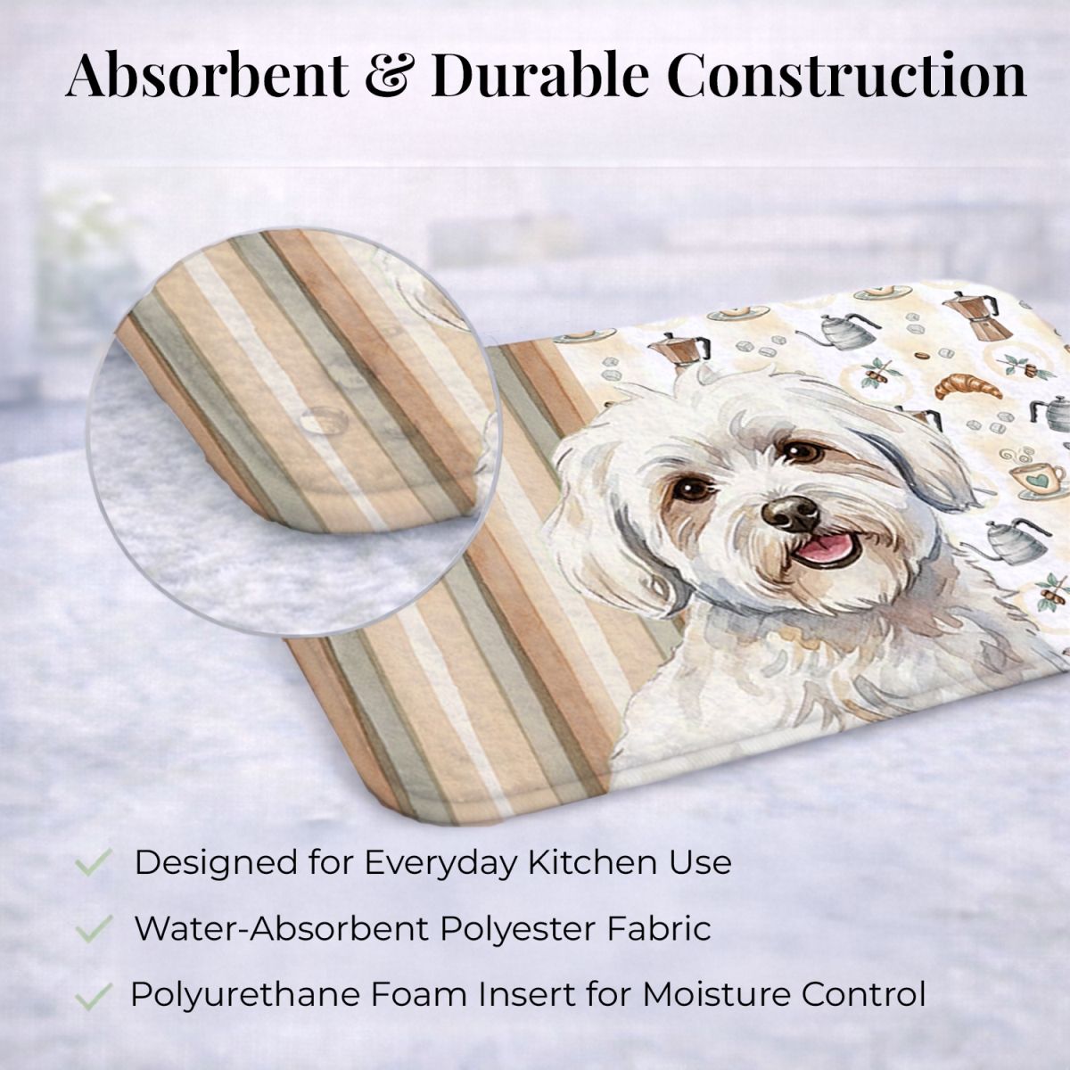 Picture of Carolines Treasures WDK7389DDM 21 x 14 in. Coton De Tulear Coffee Bar Dish Drying Mat