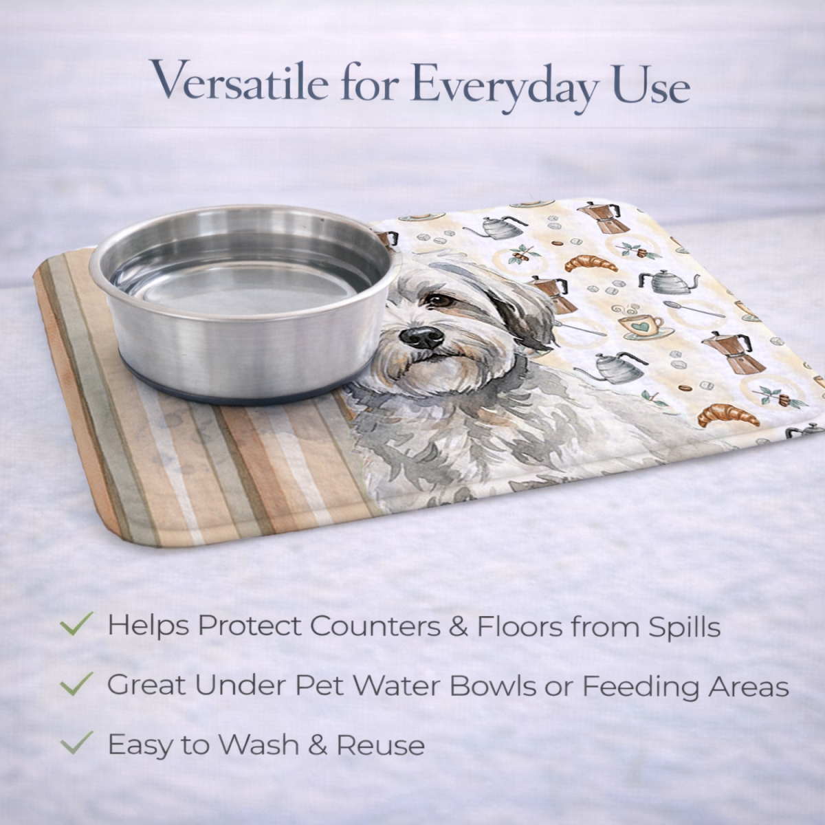 Picture of Carolines Treasures WDK7390DDM 21 x 14 in. White with Gray Coton De Tulear Coffee Bar Dish Drying Mat