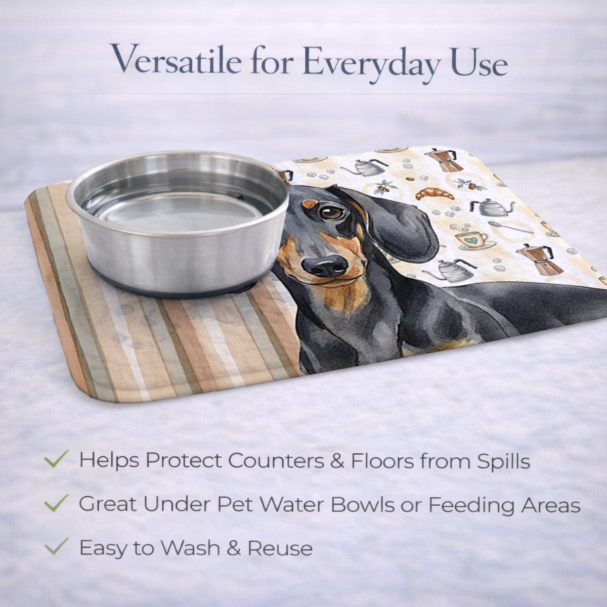 Picture of Carolines Treasures WDK7391DDM 21 x 14 in. Black & Tan Dachshund Coffee Bar Dish Drying Mat