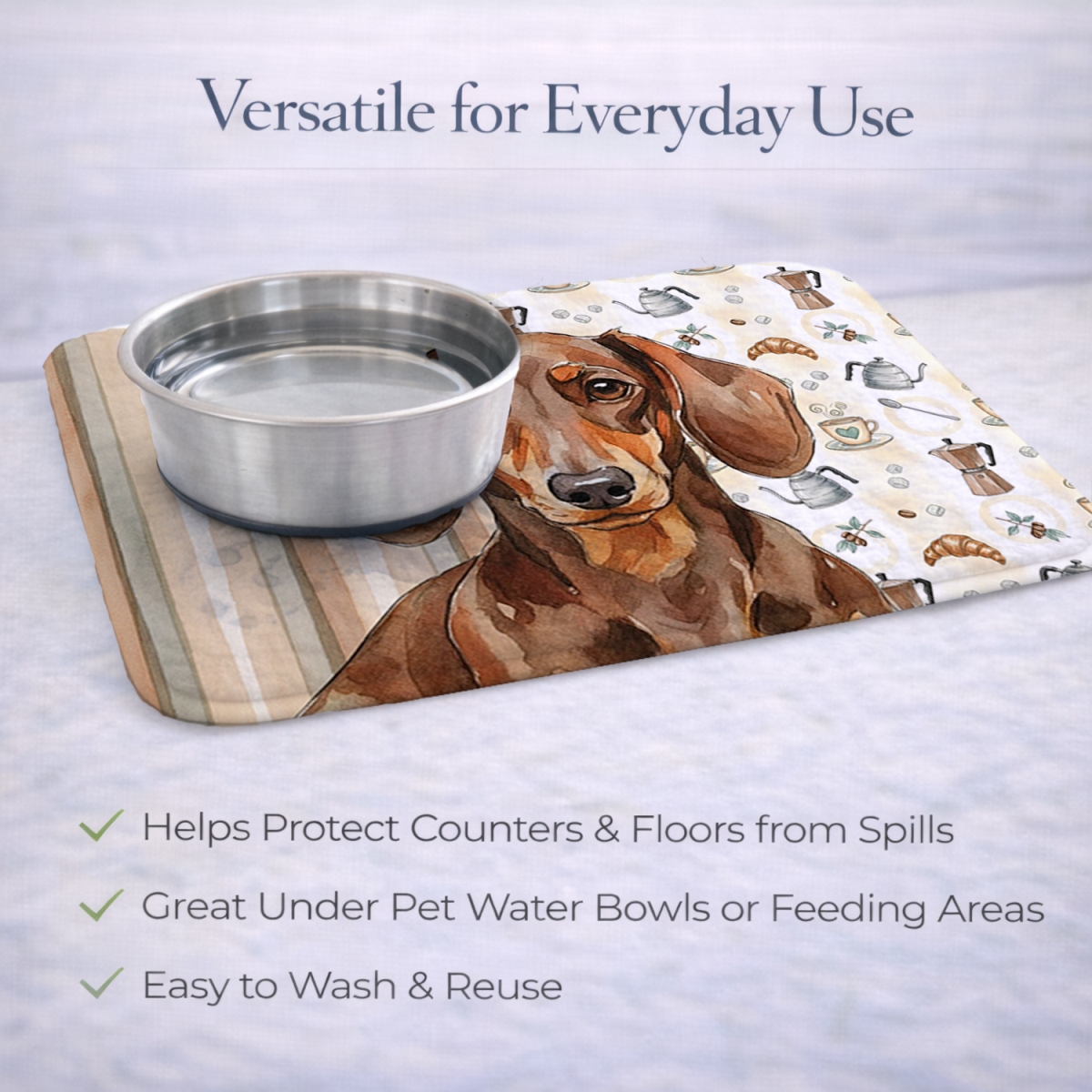 Picture of Carolines Treasures WDK7392DDM 21 x 14 in. Chocolate & Tan Dachshund Coffee Bar Dish Drying Mat