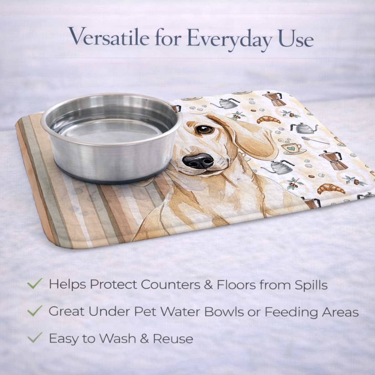 Picture of Carolines Treasures WDK7393DDM 21 x 14 in. Cream Dachshund Coffee Bar Dish Drying Mat