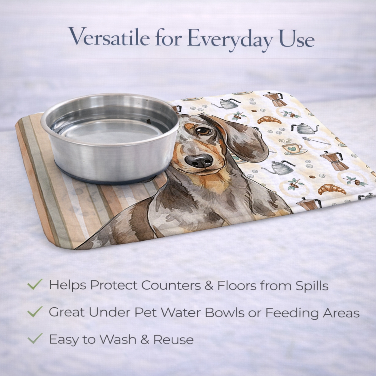 Picture of Carolines Treasures WDK7394DDM 21 x 14 in. Dapple Dachshund Coffee Bar Dish Drying Mat