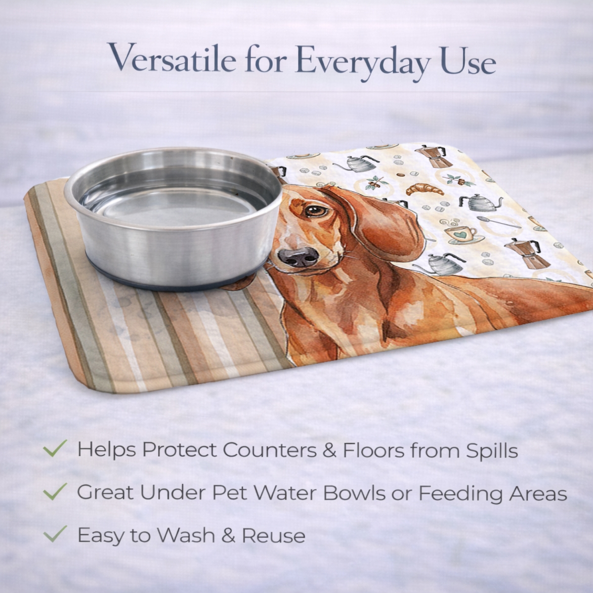 Picture of Carolines Treasures WDK7400DDM 21 x 14 in. Red Brown Dachshund Coffee Bar Dish Drying Mat