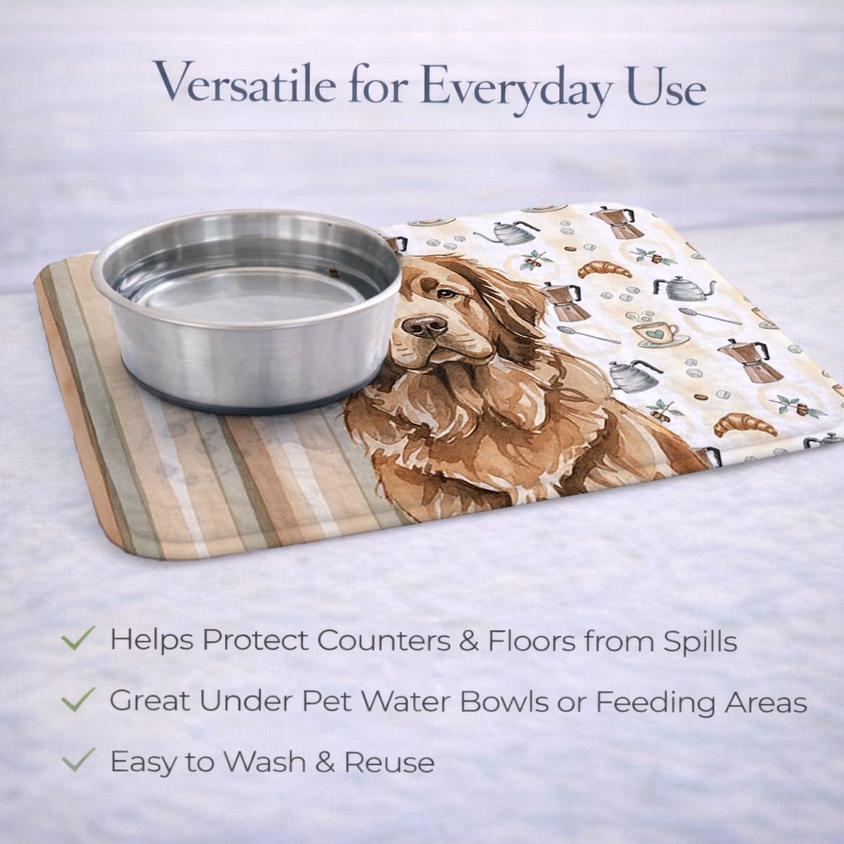 Picture of Carolines Treasures WDK7525DDM 21 x 14 in. Brown  foundland Coffee Bar Dish Drying Mat