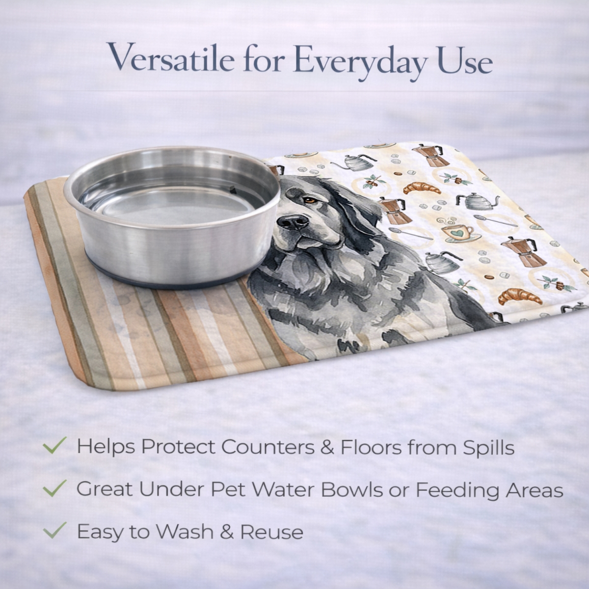 Picture of Carolines Treasures WDK7526DDM 21 x 14 in. Gray  foundland Coffee Bar Dish Drying Mat