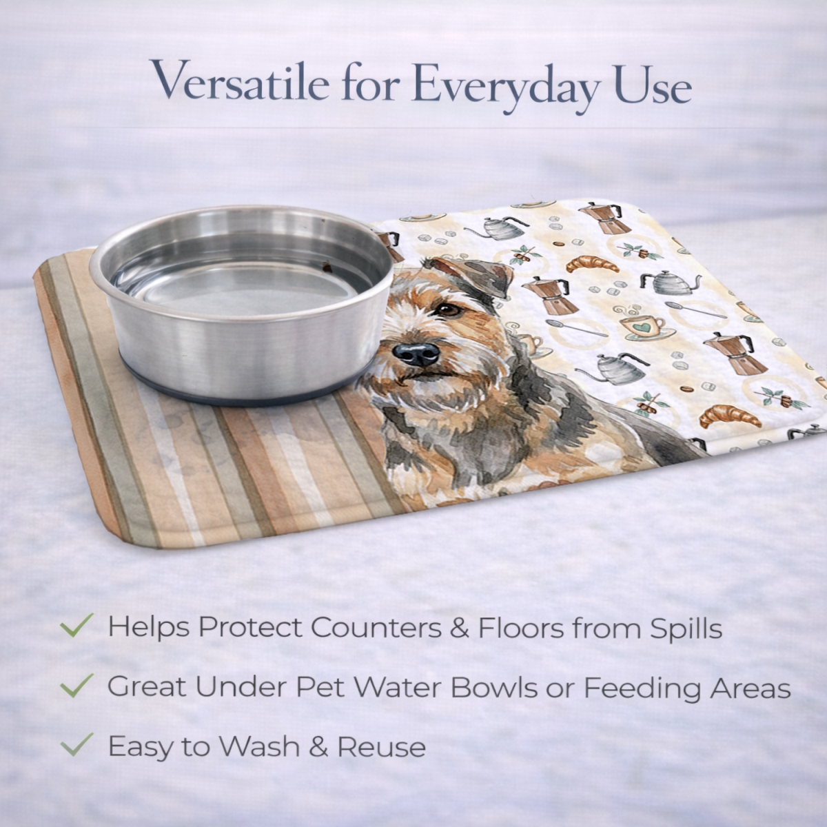 Picture of Carolines Treasures WDK7529DDM 21 x 14 in. Grizzle & Tan Norfolk Terrier Coffee Bar Dish Drying Mat