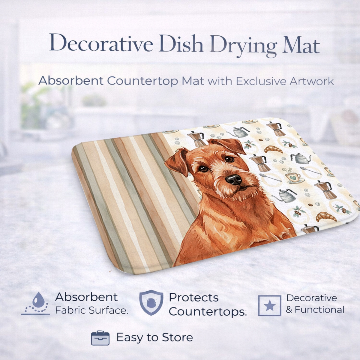 Picture of Carolines Treasures WDK7530DDM 21 x 14 in. Red Norfolk Terrier Coffee Bar Dish Drying Mat