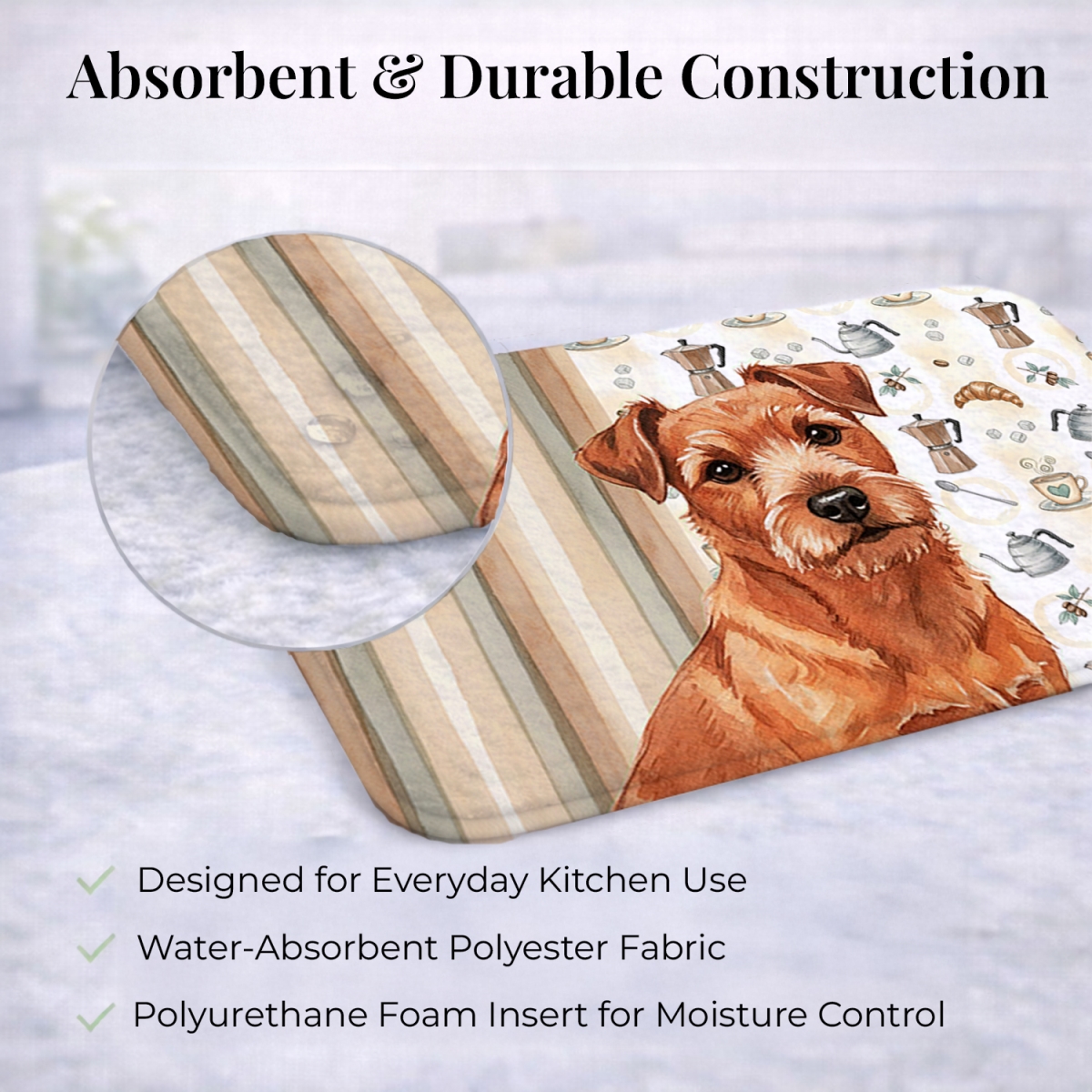 Picture of Carolines Treasures WDK7530DDM 21 x 14 in. Red Norfolk Terrier Coffee Bar Dish Drying Mat