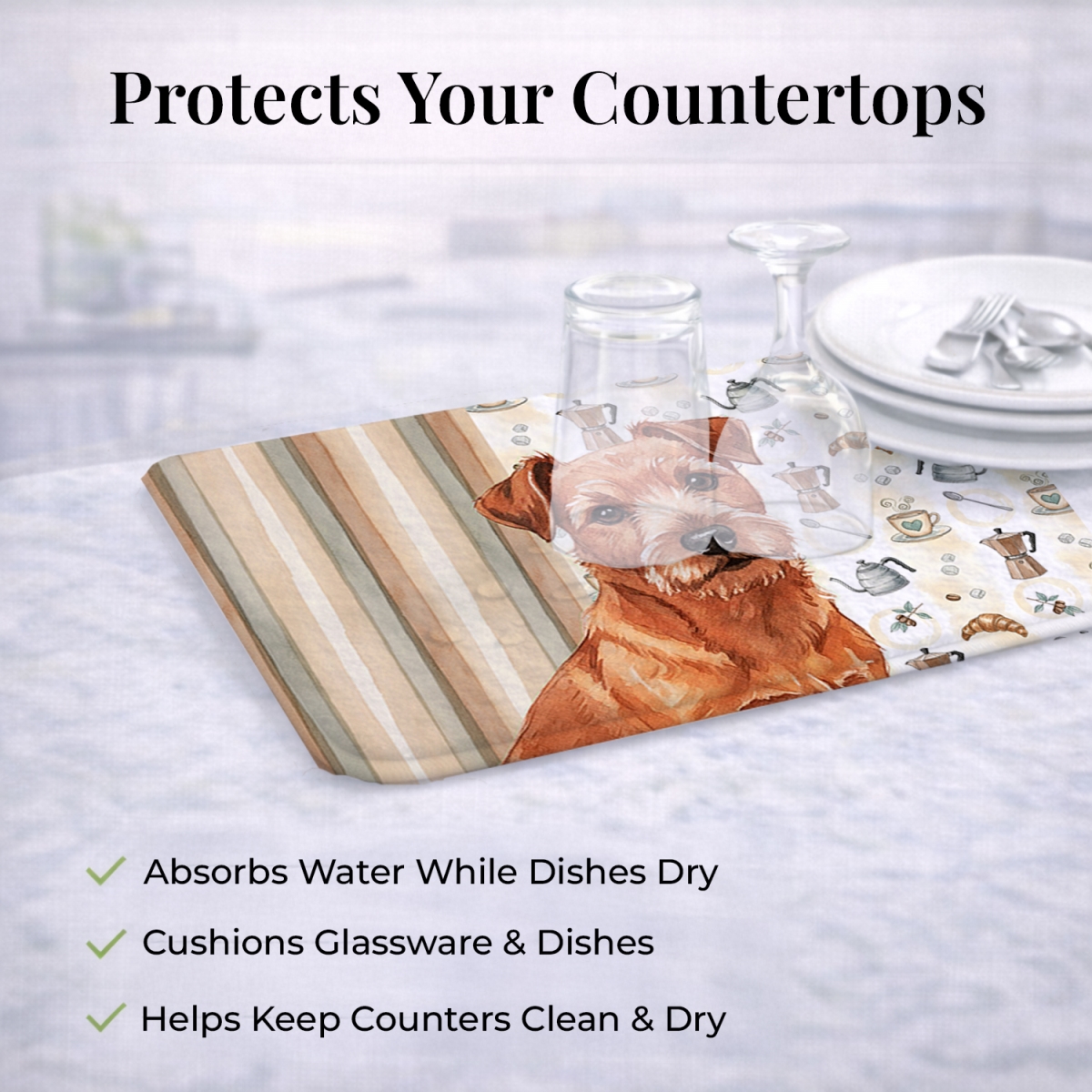 Picture of Carolines Treasures WDK7530DDM 21 x 14 in. Red Norfolk Terrier Coffee Bar Dish Drying Mat