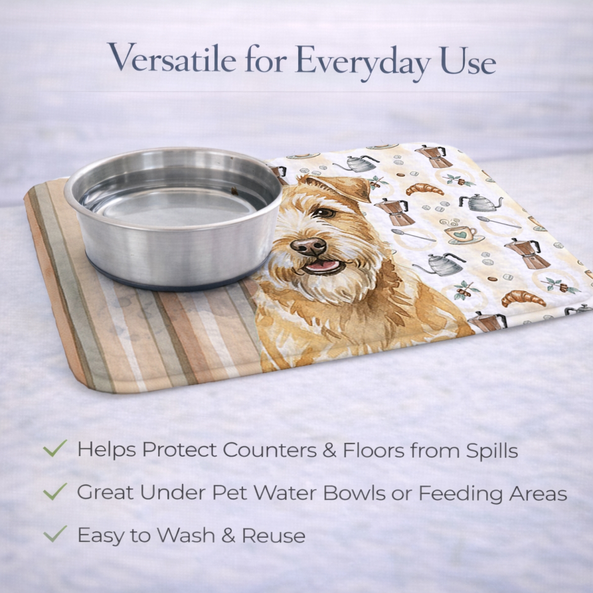 Picture of Carolines Treasures WDK7531DDM 21 x 14 in. Wheaten Norfolk Terrier Coffee Bar Dish Drying Mat