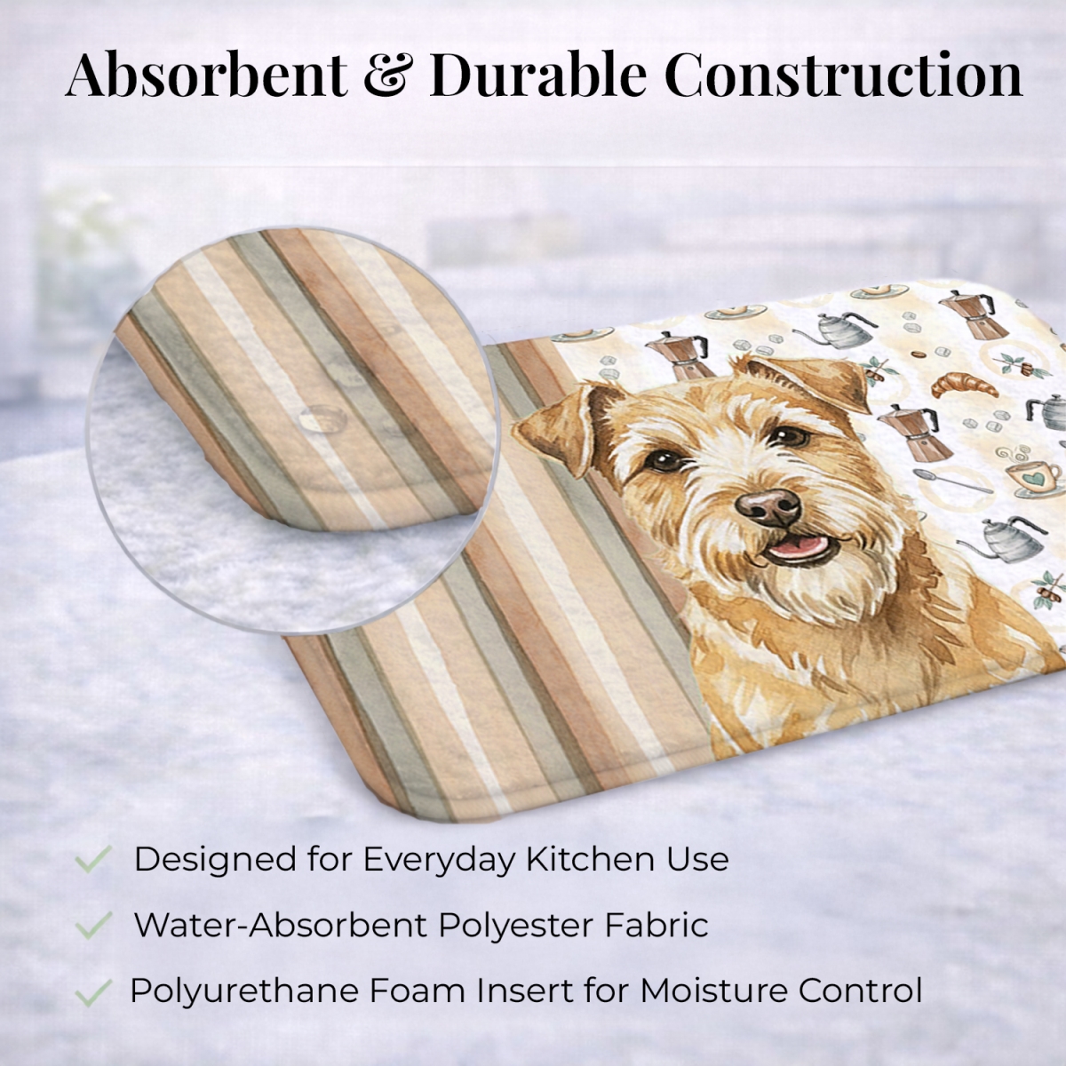 Picture of Carolines Treasures WDK7531DDM 21 x 14 in. Wheaten Norfolk Terrier Coffee Bar Dish Drying Mat