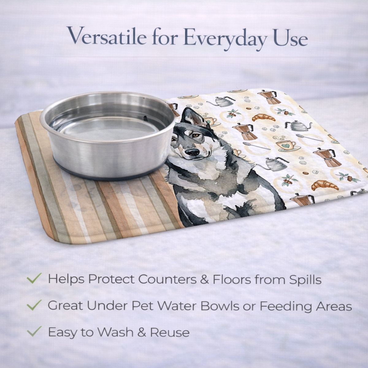 Picture of Carolines Treasures WDK7532DDM 21 x 14 in. Norwegian Elkhound Coffee Bar Dish Drying Mat