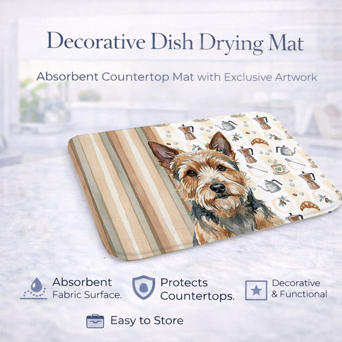 Picture of Carolines Treasures WDK7533DDM 21 x 14 in. Norwich Terrier Coffee Bar Dish Drying Mat