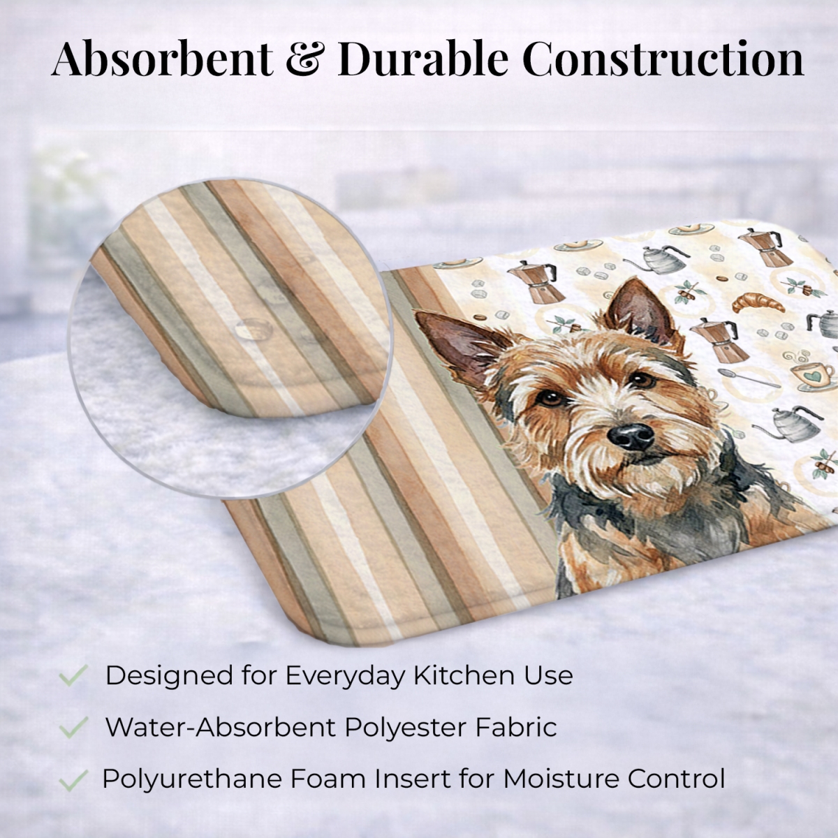 Picture of Carolines Treasures WDK7533DDM 21 x 14 in. Norwich Terrier Coffee Bar Dish Drying Mat