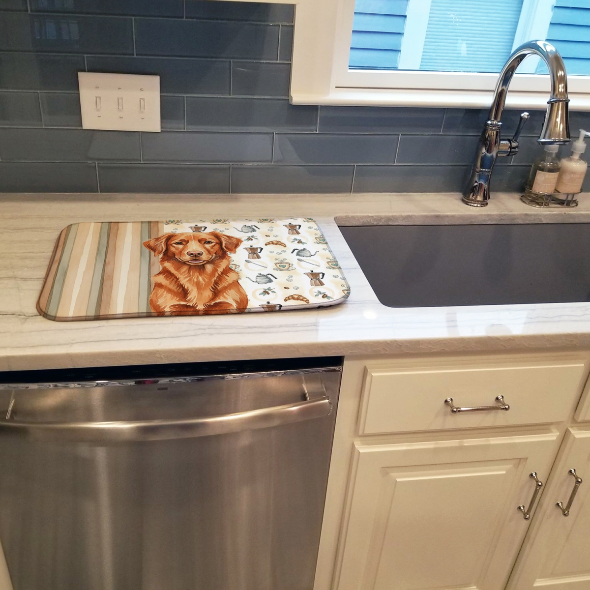 Picture of Carolines Treasures WDK7534DDM 21 x 14 in. Copper Nova Scotia Duck Tolling Retriever Coffee Bar Dish Drying Mat
