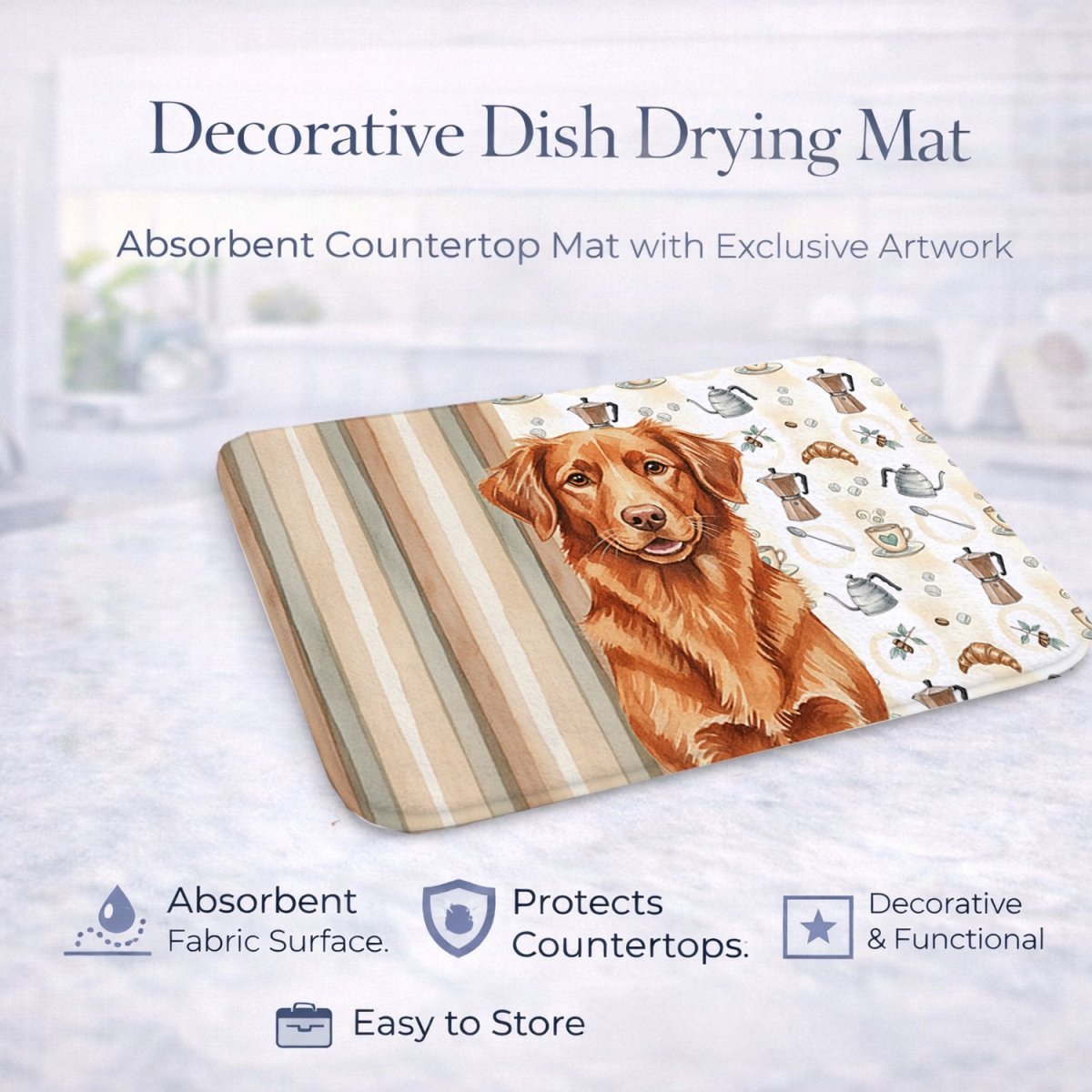 Picture of Carolines Treasures WDK7534DDM 21 x 14 in. Copper Nova Scotia Duck Tolling Retriever Coffee Bar Dish Drying Mat