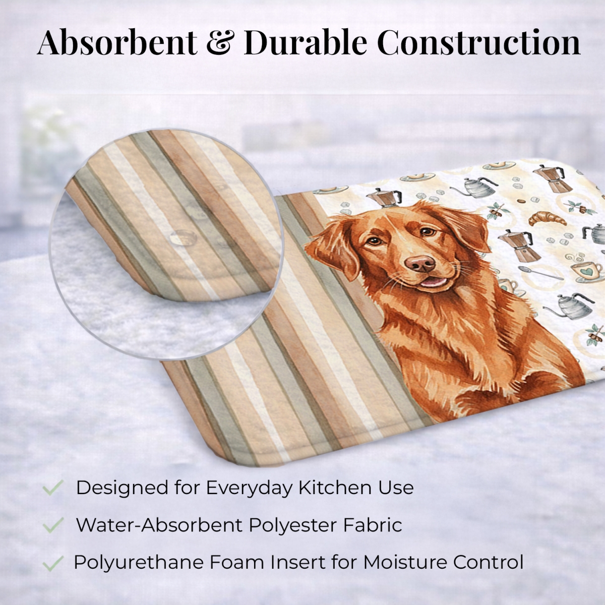 Picture of Carolines Treasures WDK7534DDM 21 x 14 in. Copper Nova Scotia Duck Tolling Retriever Coffee Bar Dish Drying Mat