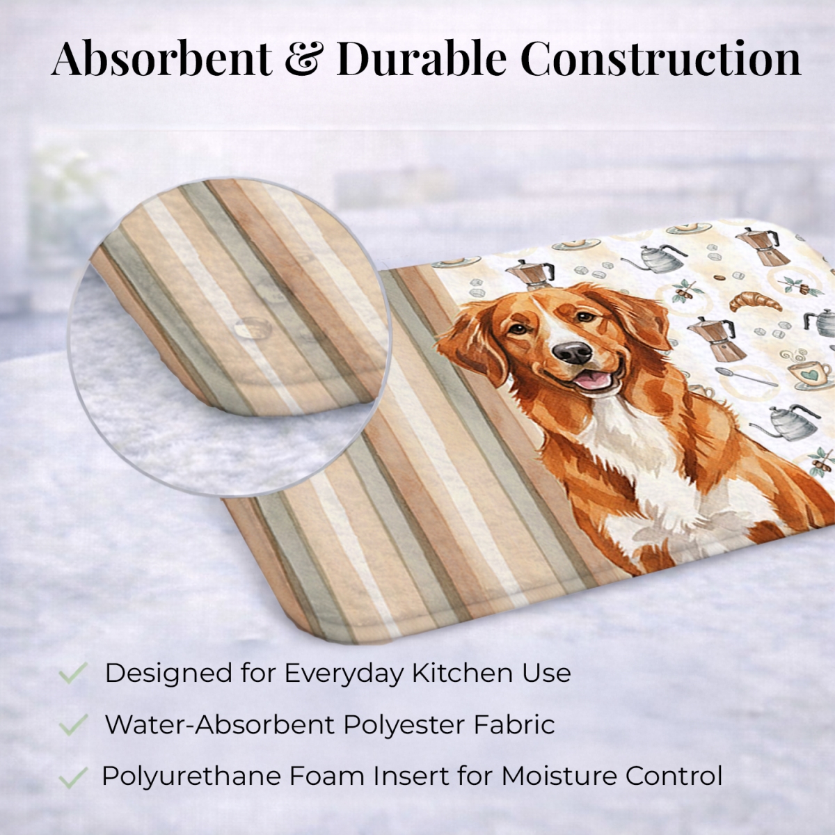 Picture of Carolines Treasures WDK7535DDM 21 x 14 in. Orange Nova Scotia Duck Tolling Retriever Coffee Bar Dish Drying Mat