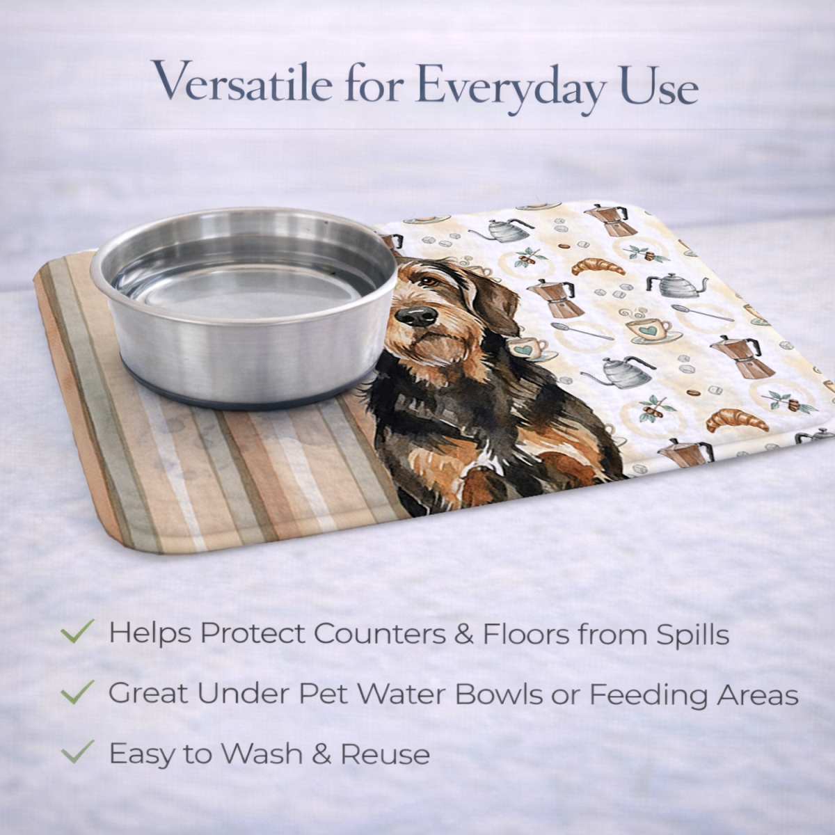 Picture of Carolines Treasures WDK7538DDM 21 x 14 in. Black & Tan Otterhound Coffee Bar Dish Drying Mat
