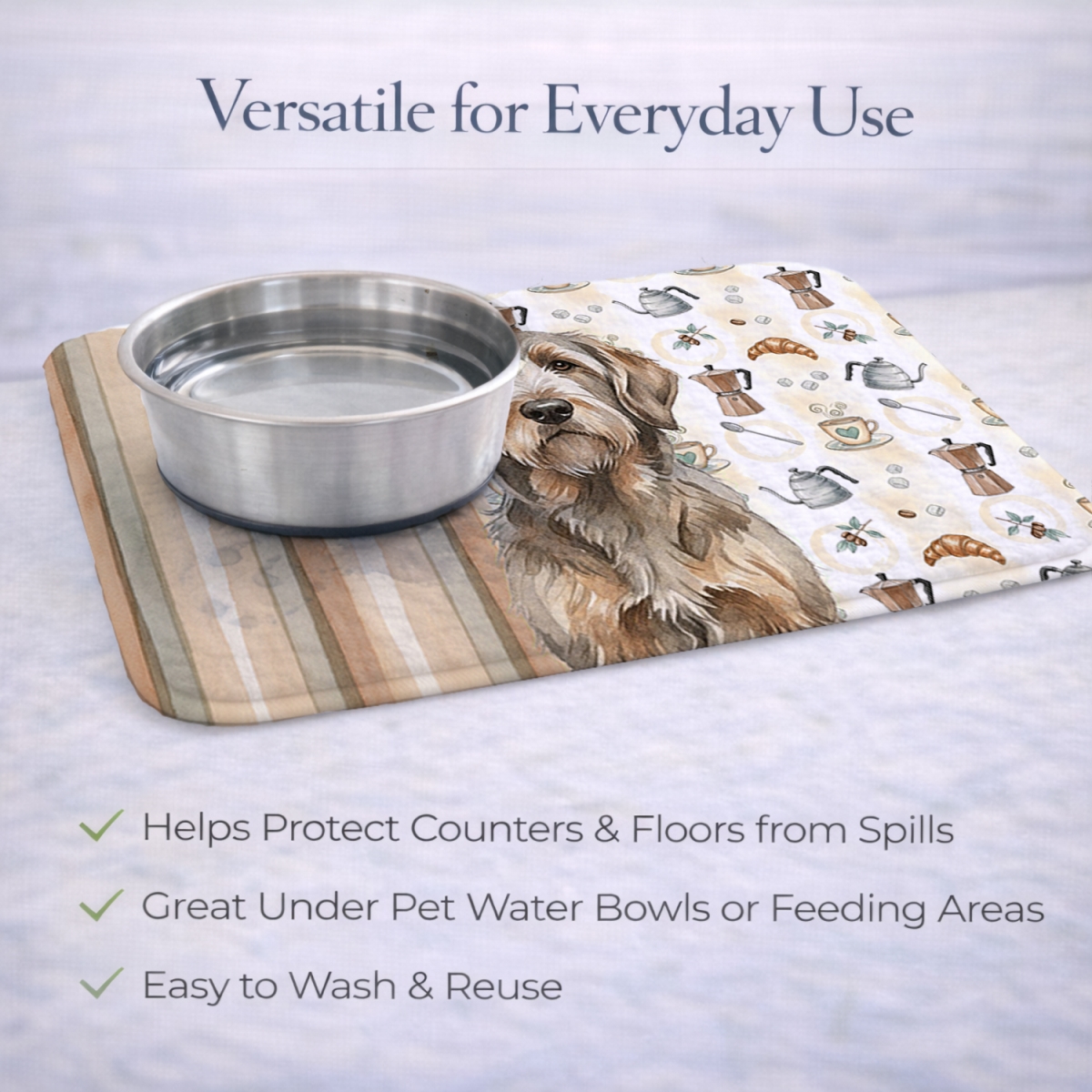Picture of Carolines Treasures WDK7539DDM 21 x 14 in. Grizzle & Tan Otterhound Coffee Bar Dish Drying Mat