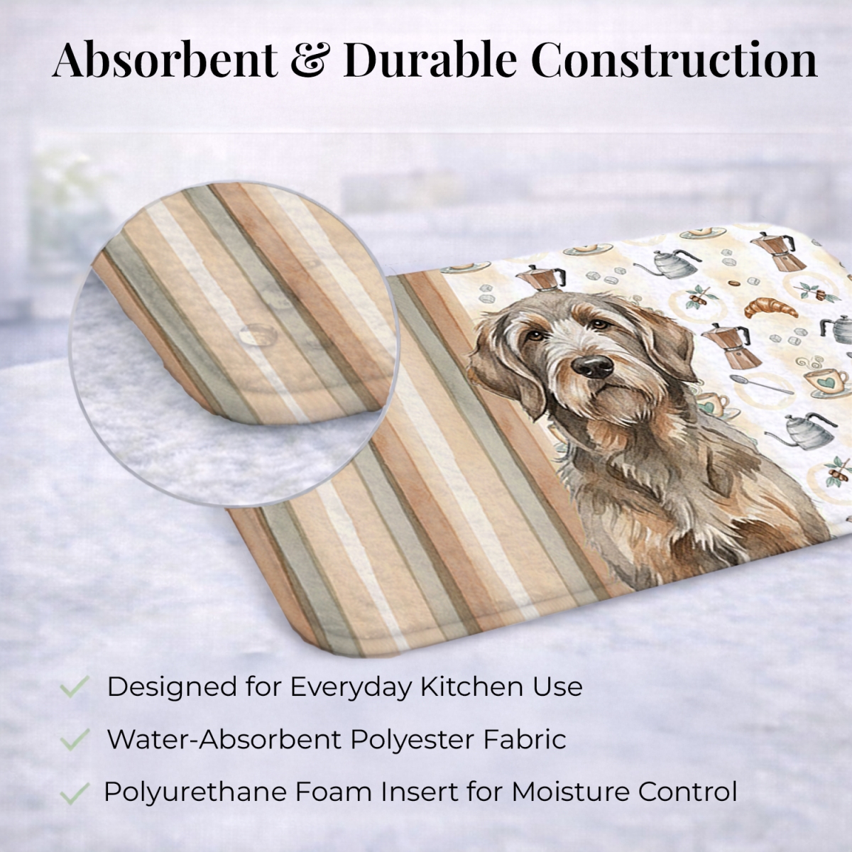 Picture of Carolines Treasures WDK7539DDM 21 x 14 in. Grizzle & Tan Otterhound Coffee Bar Dish Drying Mat