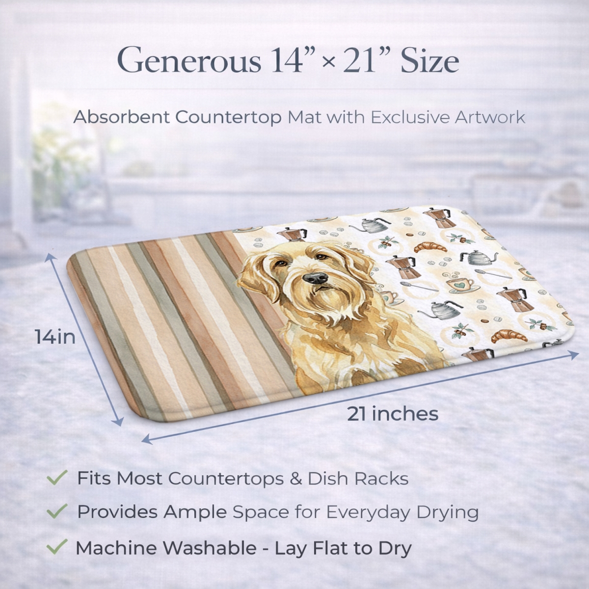 Picture of Carolines Treasures WDK7540DDM 21 x 14 in. Wheaten & Tan Otterhound Coffee Bar Dish Drying Mat
