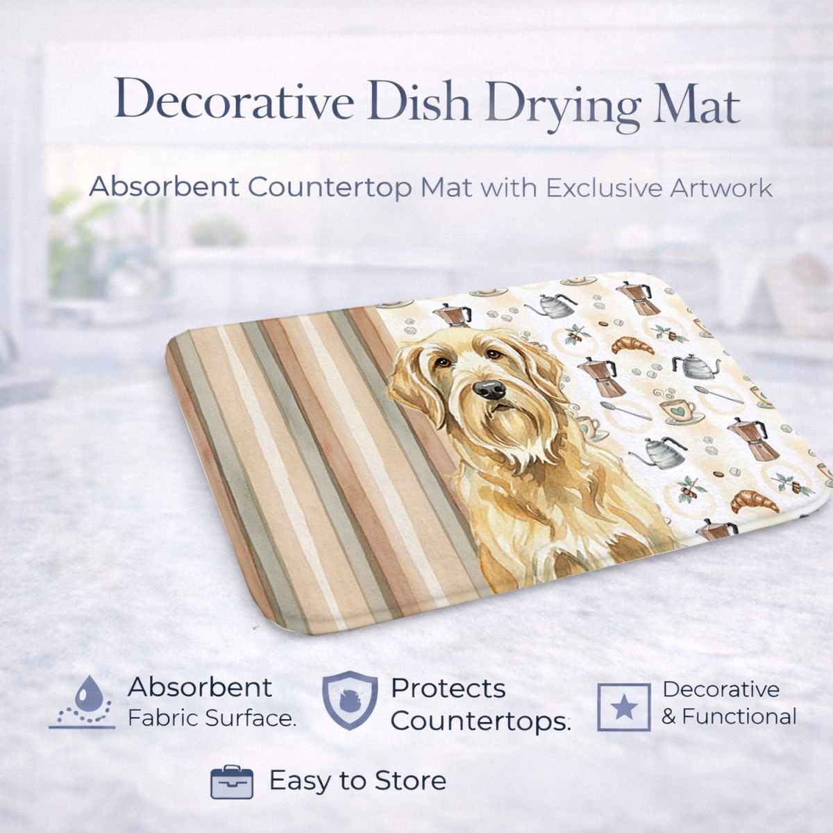Picture of Carolines Treasures WDK7540DDM 21 x 14 in. Wheaten & Tan Otterhound Coffee Bar Dish Drying Mat