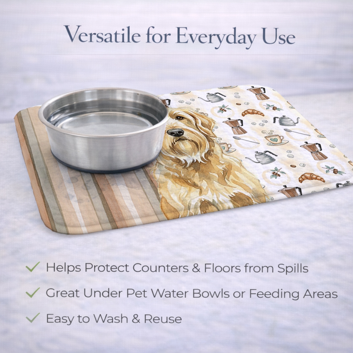 Picture of Carolines Treasures WDK7540DDM 21 x 14 in. Wheaten & Tan Otterhound Coffee Bar Dish Drying Mat