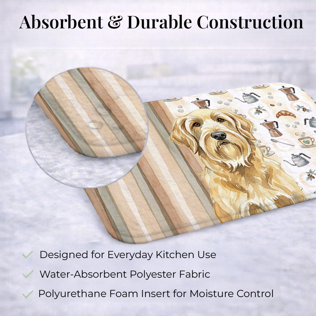 Picture of Carolines Treasures WDK7540DDM 21 x 14 in. Wheaten & Tan Otterhound Coffee Bar Dish Drying Mat
