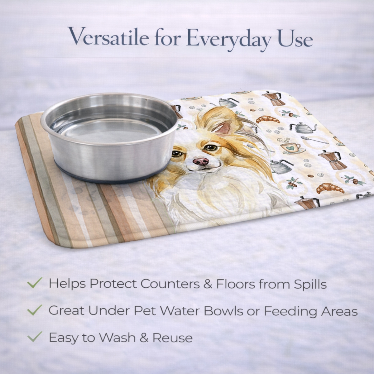 Picture of Carolines Treasures WDK7542DDM 21 x 14 in. Lemon & White Papillon Coffee Bar Dish Drying Mat
