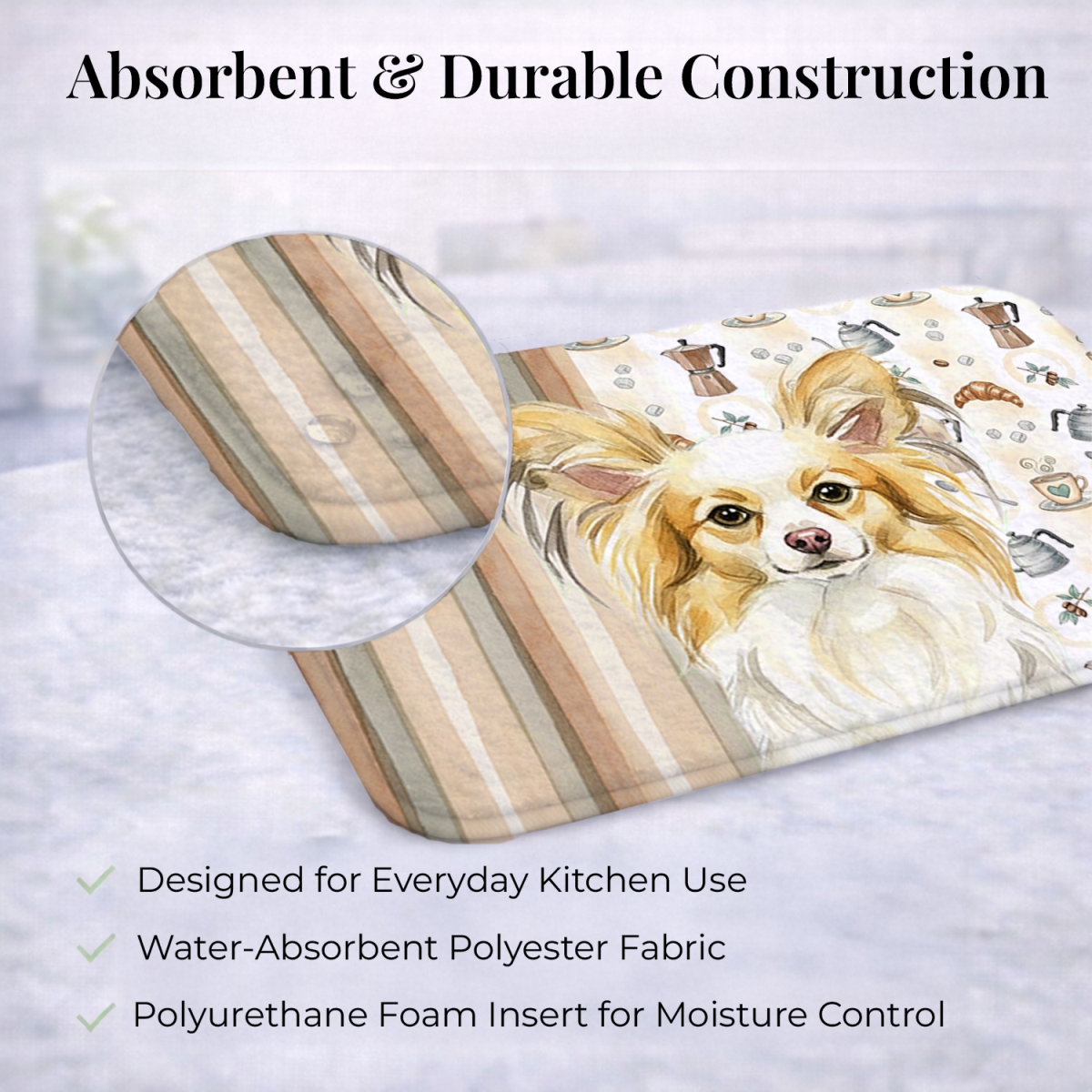 Picture of Carolines Treasures WDK7542DDM 21 x 14 in. Lemon & White Papillon Coffee Bar Dish Drying Mat