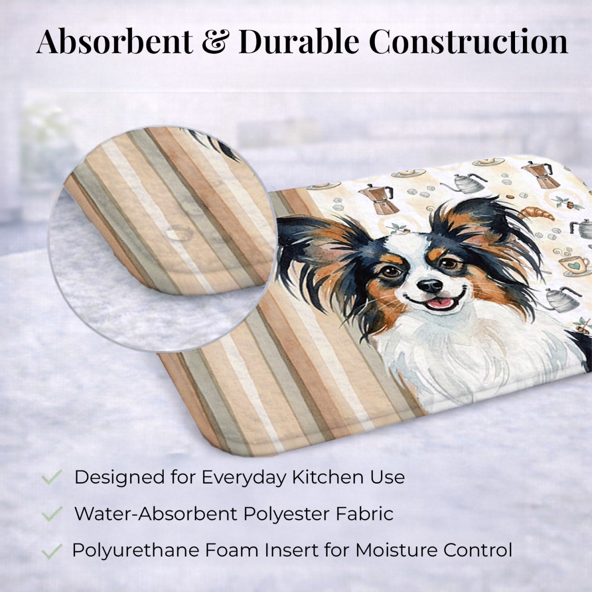 Picture of Carolines Treasures WDK7543DDM 21 x 14 in. Tricoilor Papillon Coffee Bar Dish Drying Mat