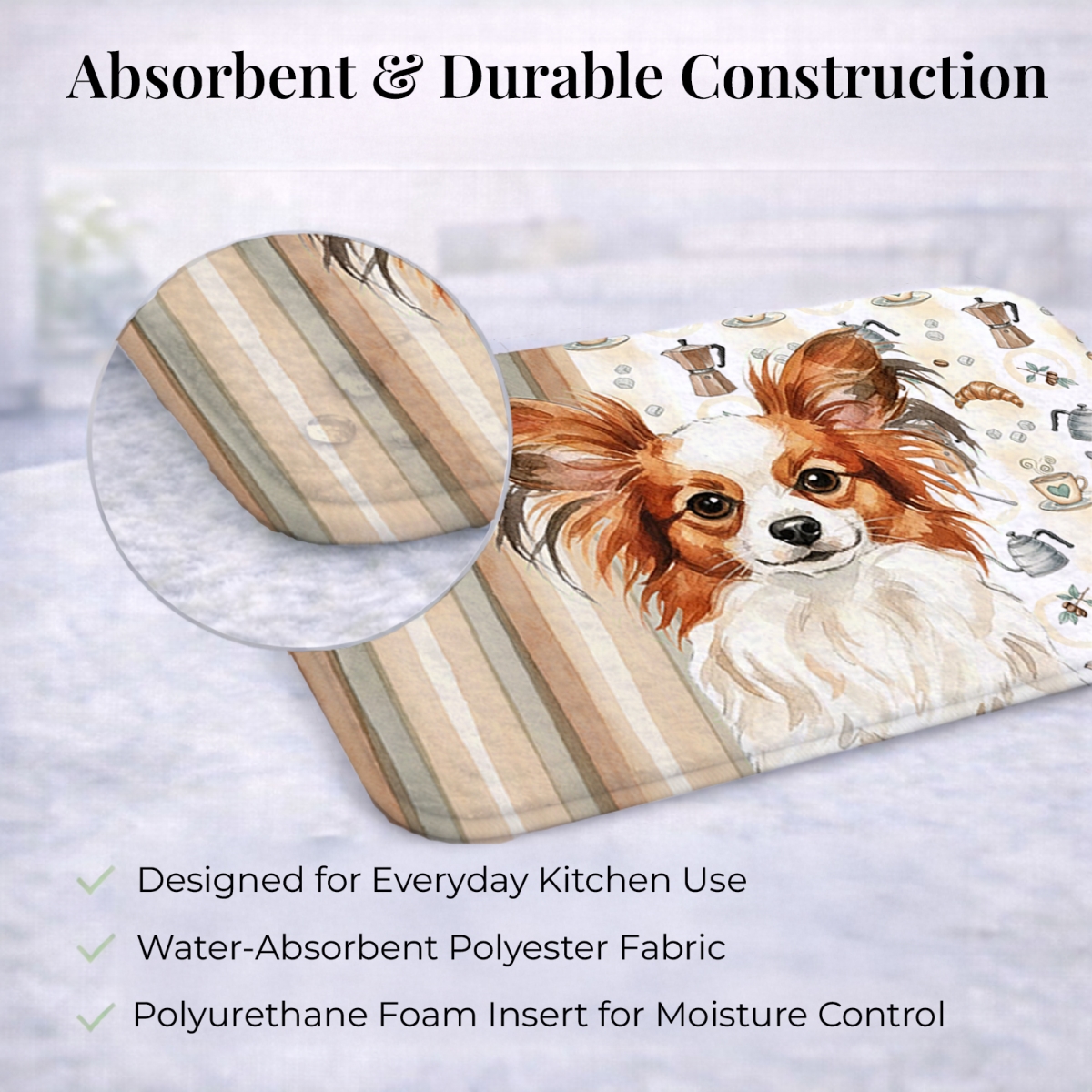 Picture of Carolines Treasures WDK7544DDM 21 x 14 in. White with Red Papillon Coffee Bar Dish Drying Mat