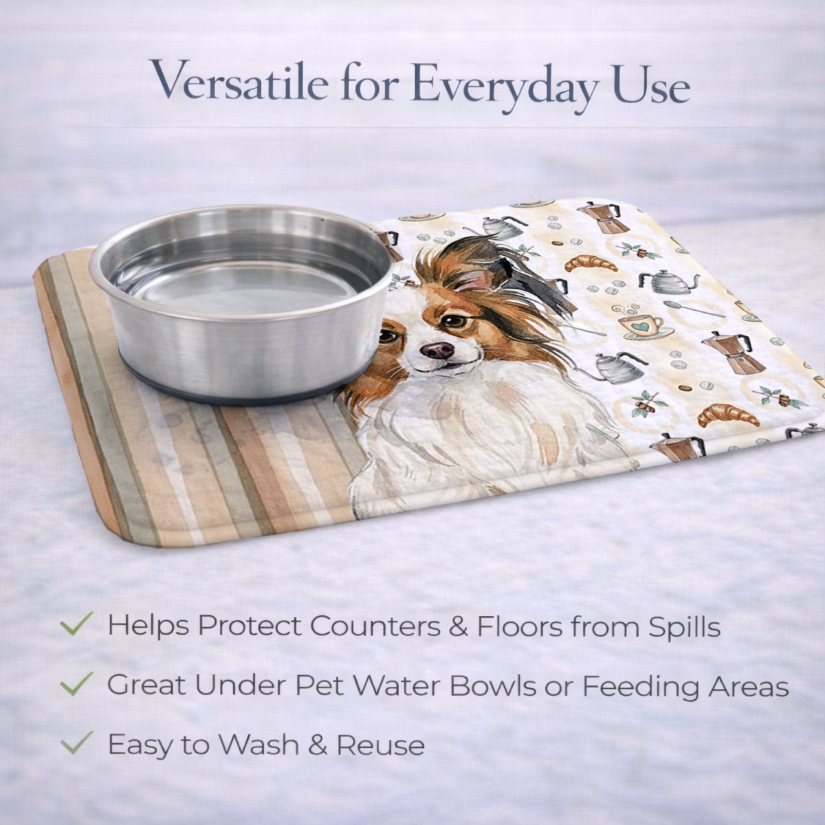 Picture of Carolines Treasures WDK7545DDM 21 x 14 in. White with Sable Papillon Coffee Bar Dish Drying Mat