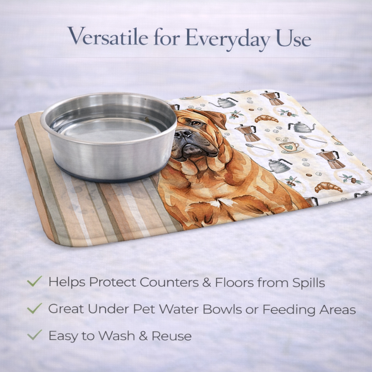 Picture of Carolines Treasures WDK7354DDM 21 x 14 in. Red Bullmastiff Coffee Bar Dish Drying Mat