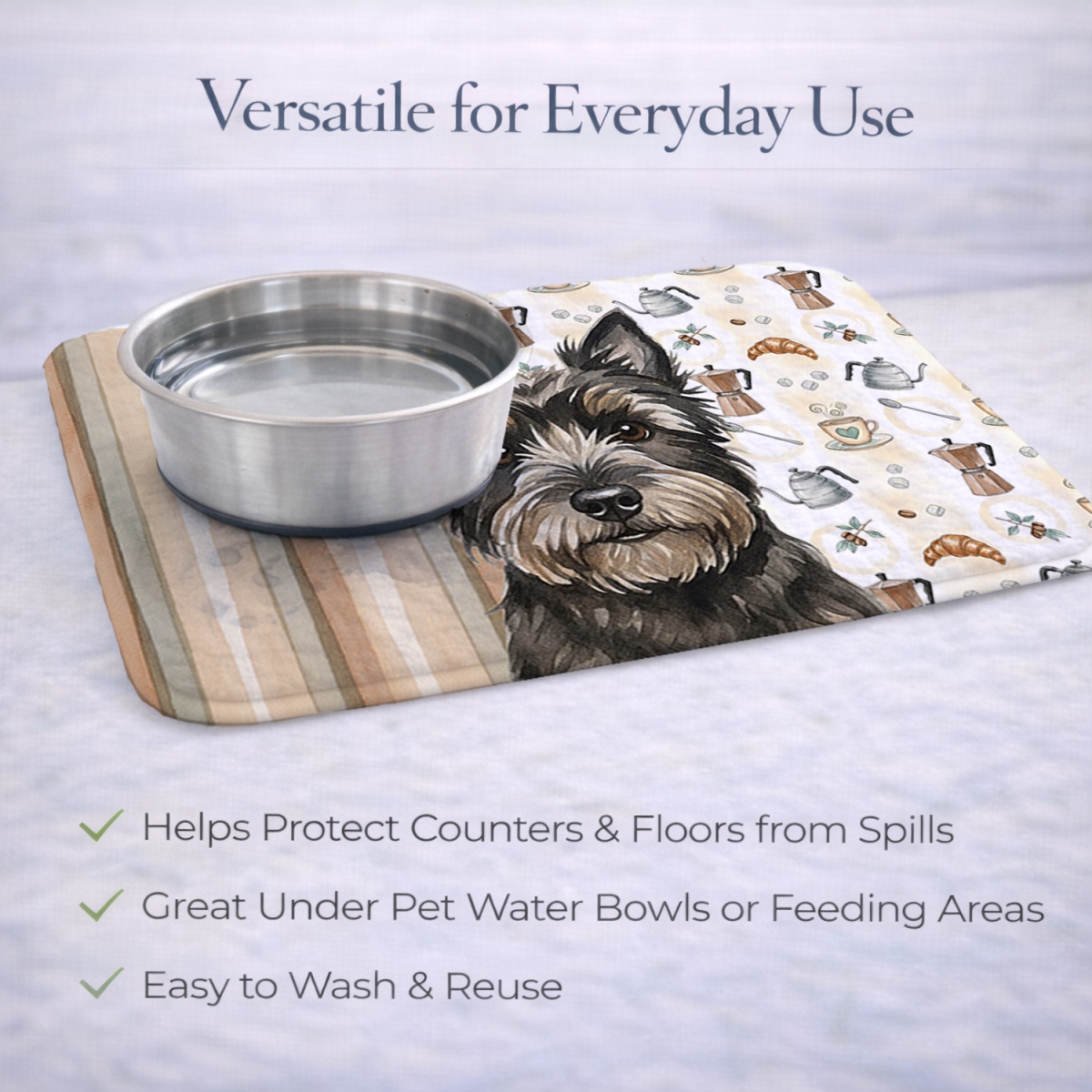 Picture of Carolines Treasures WDK7355DDM 21 x 14 in. Black Cairn Terrier Coffee Bar Dish Drying Mat
