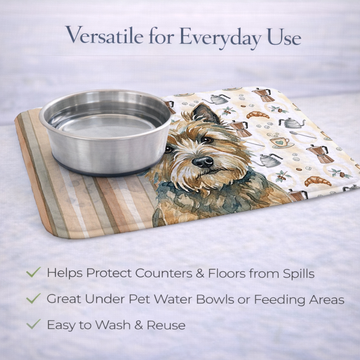 Picture of Carolines Treasures WDK7356DDM 21 x 14 in. Cairn Terrier Coffee Bar Dish Drying Mat