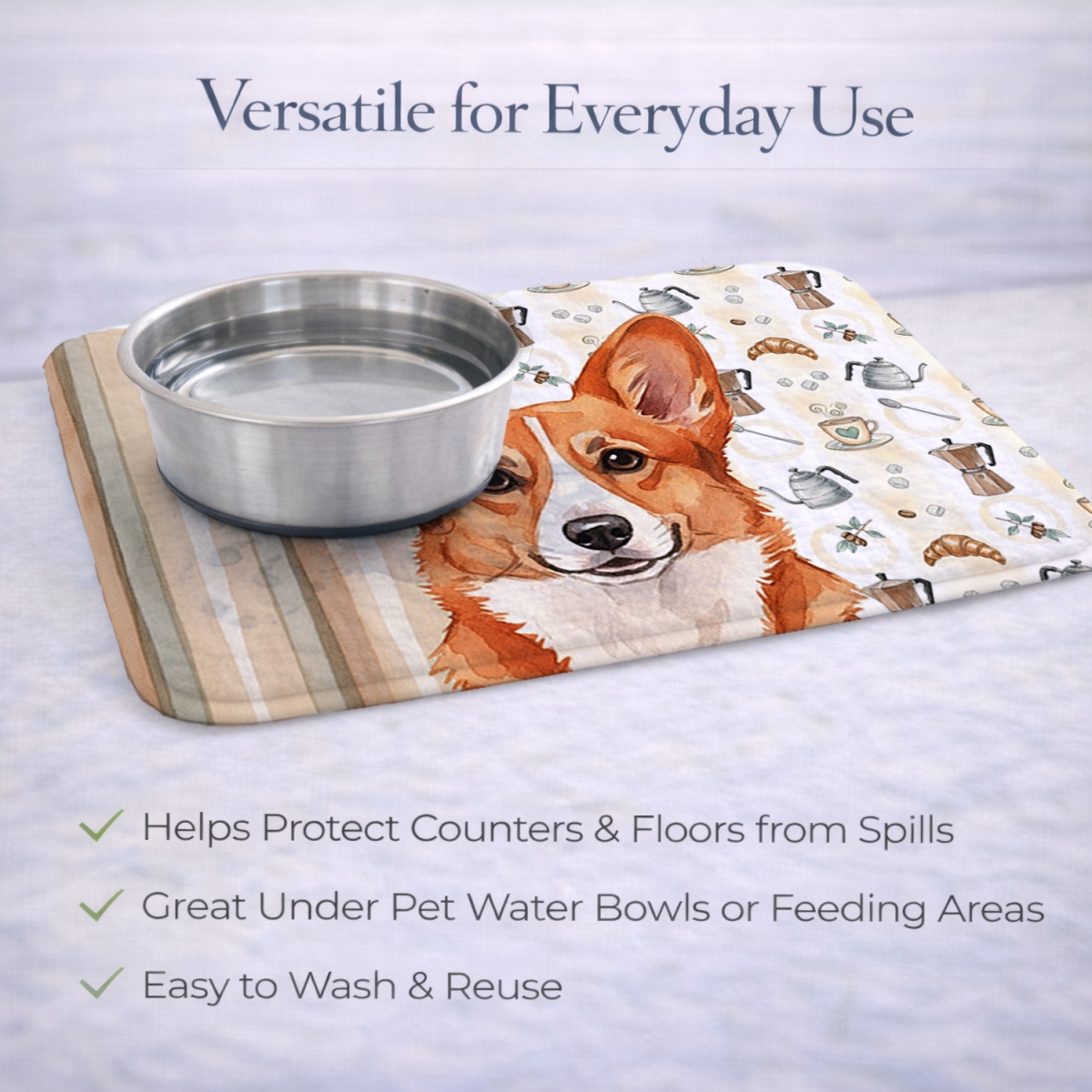 Picture of Carolines Treasures WDK7361DDM 21 x 14 in. Red Cardigan Welsh Corgi Coffee Bar Dish Drying Mat