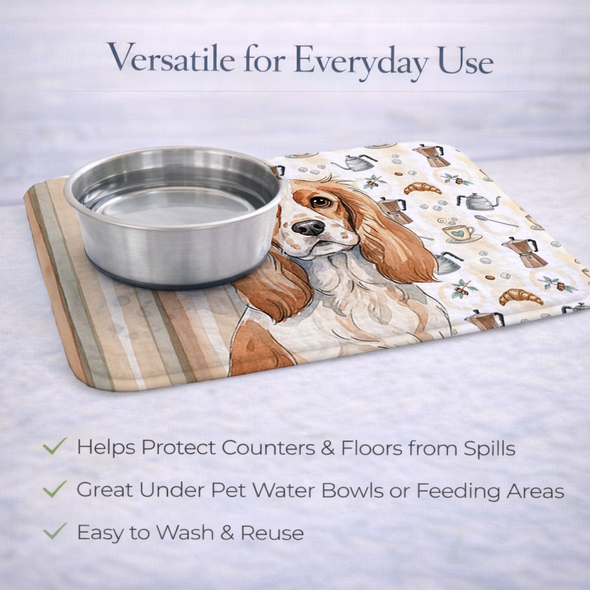 Picture of Carolines Treasures WDK7363DDM 21 x 14 in. Blenheim Cavalier Spaniel Coffee Bar Dish Drying Mat