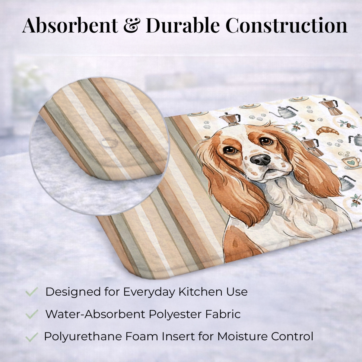 Picture of Carolines Treasures WDK7363DDM 21 x 14 in. Blenheim Cavalier Spaniel Coffee Bar Dish Drying Mat