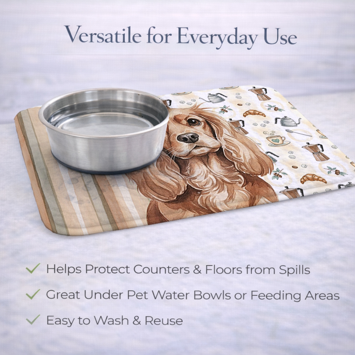 Picture of Carolines Treasures WDK7364DDM 21 x 14 in. Ruby Cavalier Spaniel Coffee Bar Dish Drying Mat