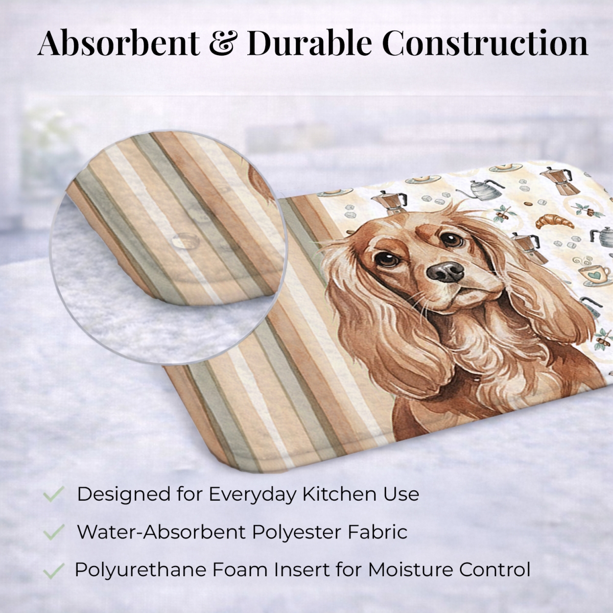 Picture of Carolines Treasures WDK7364DDM 21 x 14 in. Ruby Cavalier Spaniel Coffee Bar Dish Drying Mat