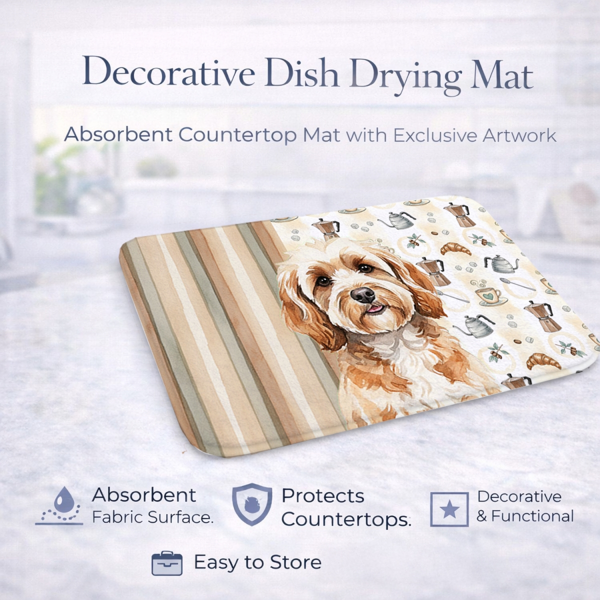 Picture of Carolines Treasures WDK7366DDM 21 x 14 in. Cavapoo Coffee Bar Dish Drying Mat