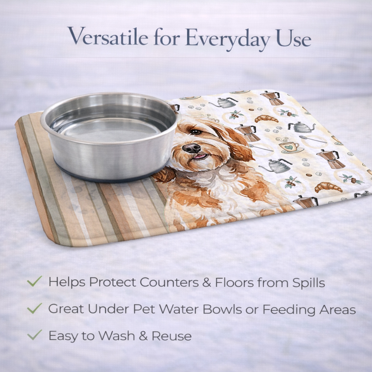 Picture of Carolines Treasures WDK7366DDM 21 x 14 in. Cavapoo Coffee Bar Dish Drying Mat