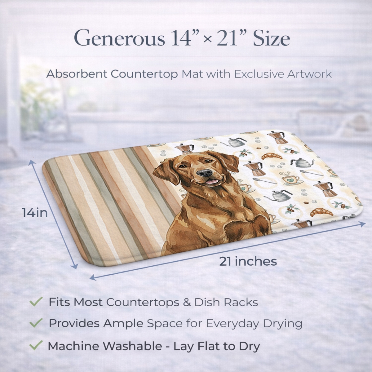 Picture of Carolines Treasures WDK7367DDM 21 x 14 in. Chesapeake Bay Retriever Coffee Bar Dish Drying Mat