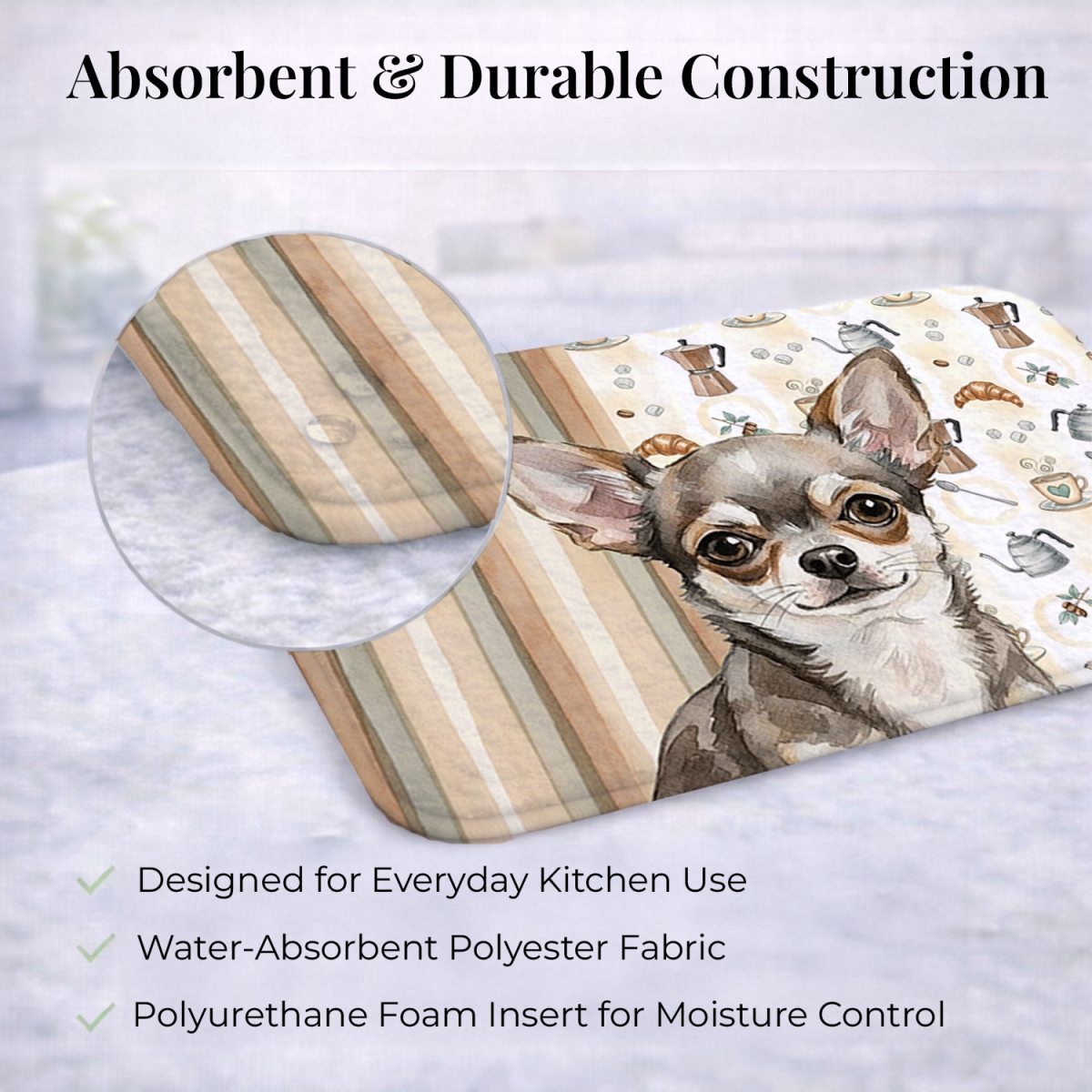 Picture of Carolines Treasures WDK7368DDM 21 x 14 in. Chihuahua Coffee Bar Dish Drying Mat