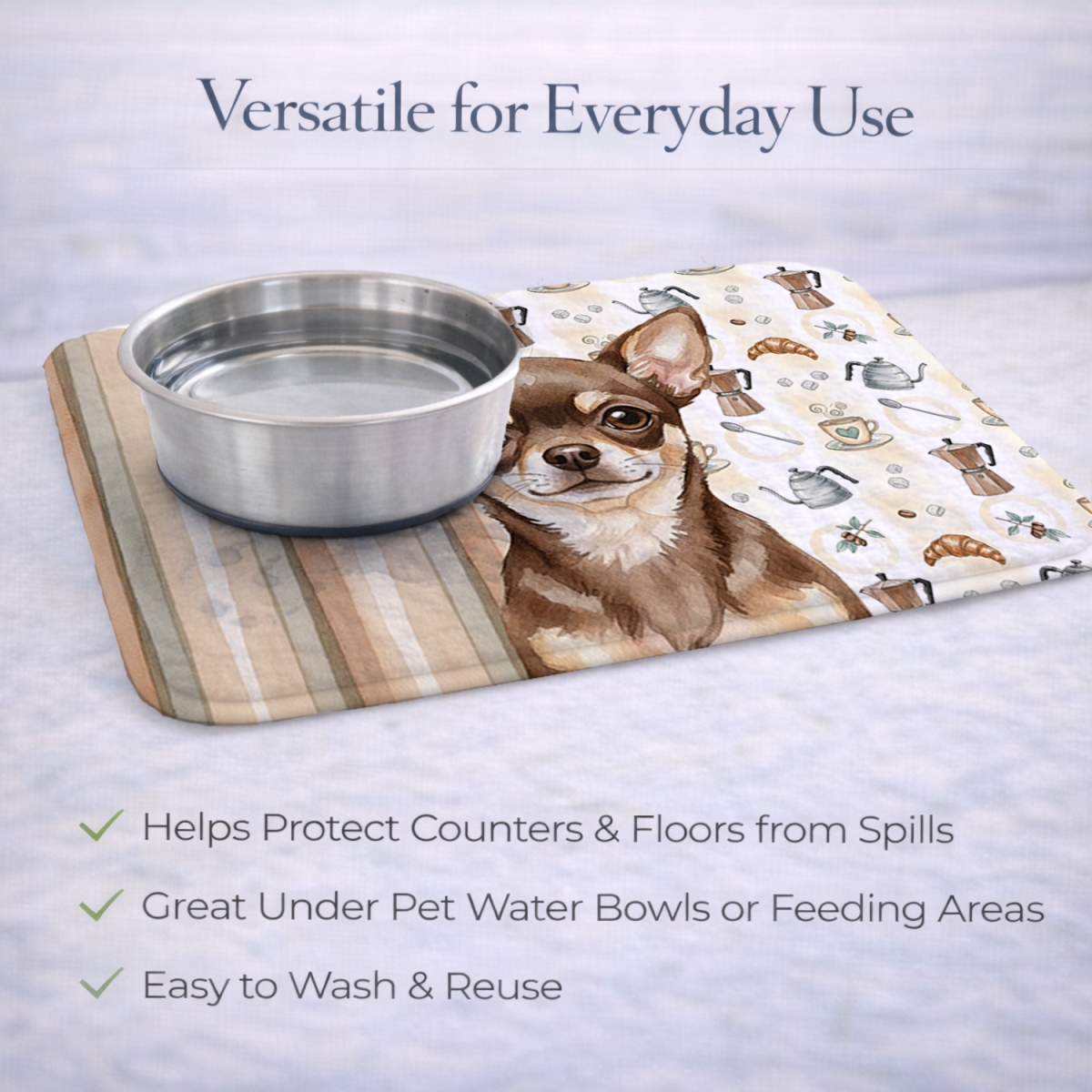 Picture of Carolines Treasures WDK7370DDM 21 x 14 in. Chocolate Chihuahua Coffee Bar Dish Drying Mat