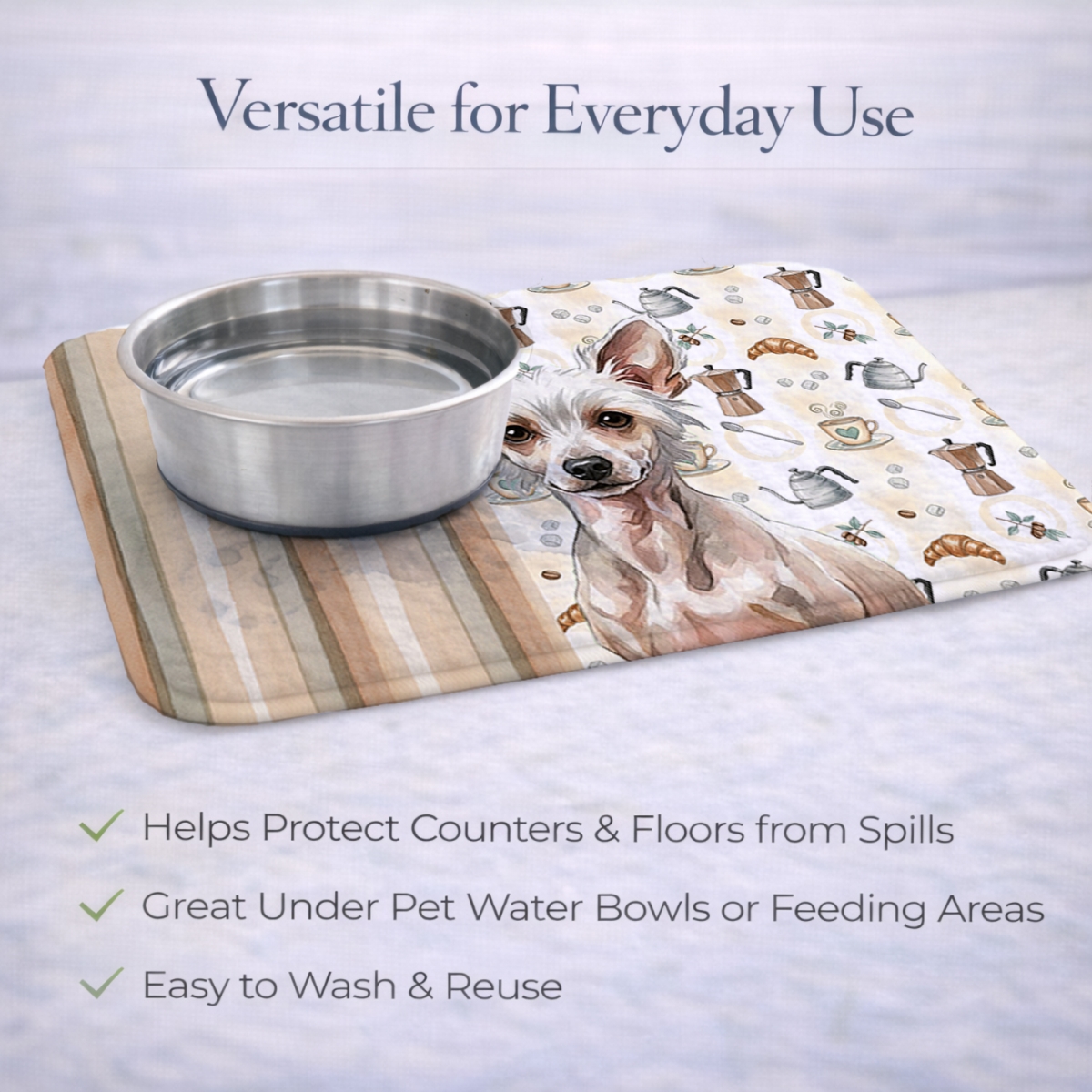 Picture of Carolines Treasures WDK7373DDM 21 x 14 in. Hairless Chinese Crested Coffee Bar Dish Drying Mat