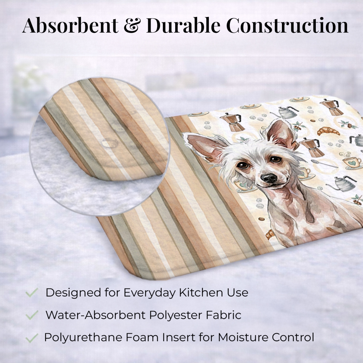 Picture of Carolines Treasures WDK7373DDM 21 x 14 in. Hairless Chinese Crested Coffee Bar Dish Drying Mat
